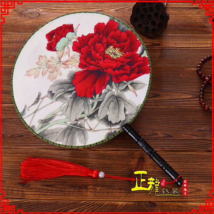 离石古典中国风团扇空白扇跳舞蹈扇 真丝宫扇
