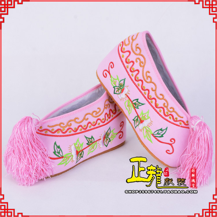 离石花旦鞋女绣花彩鞋 舒适款草花内高彩鞋