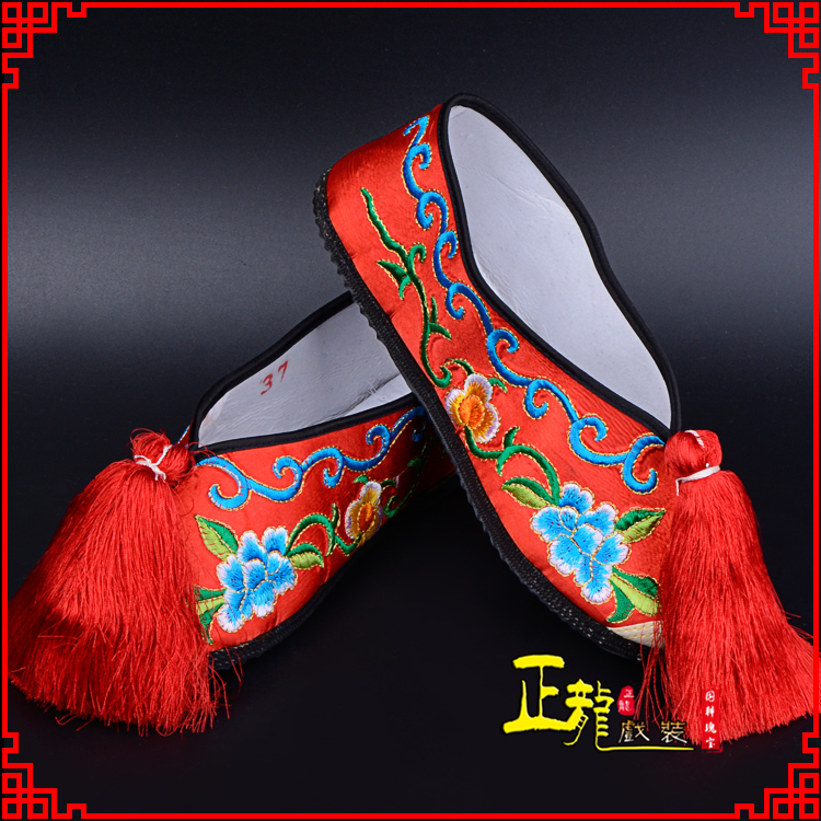 离石京剧越剧戏曲彩鞋花旦绣花 普平底彩鞋