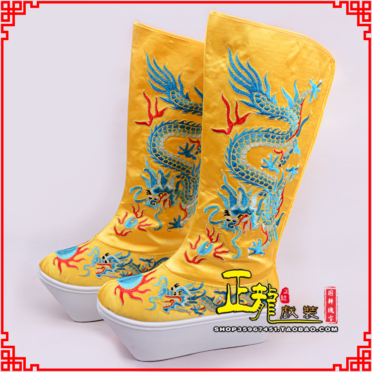 离石皇帝龙靴变脸靴绣龙靴子厚底官靴 好龙高靴