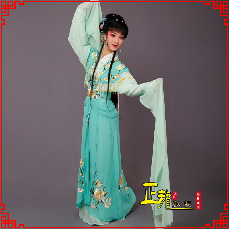 离石青衣水袖戏服演出服 云肩花旦衣